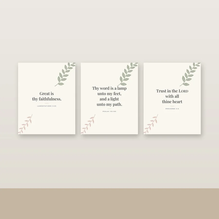 Botanical Watercolor Printable Scripture Art Set of 3 (KJV)