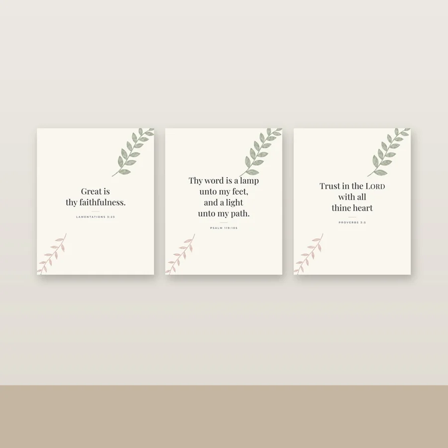 Botanical Watercolor Scripture Print Set of 3 (KJV)